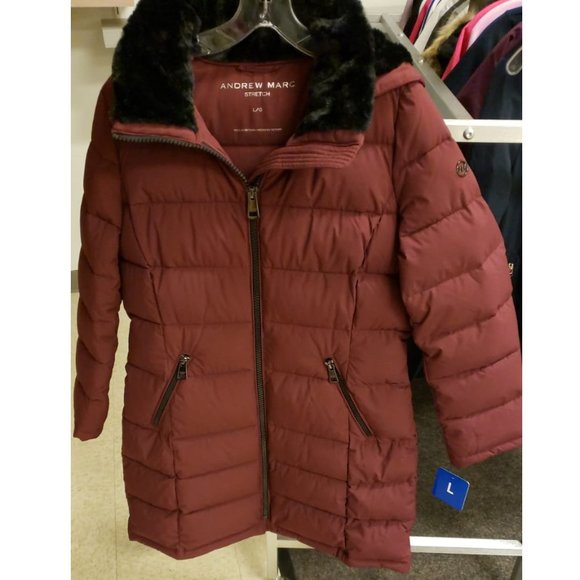 Andrew Marc Ladies' Long Stretch Parka OXBLOOD - Picture 5 of 14